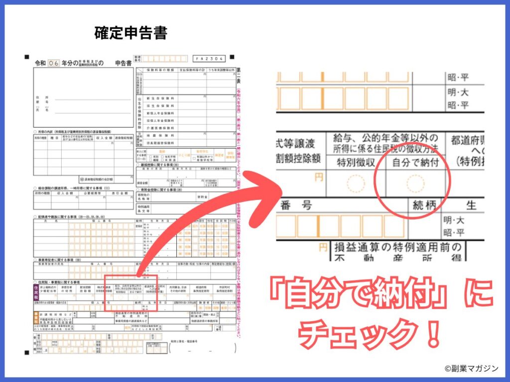 確定申告書のサンプル