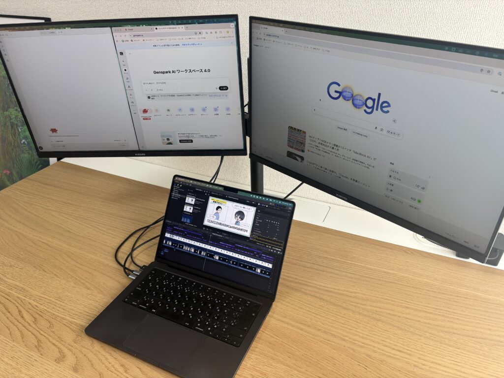 MacbookProto出力された外部ディスプレイ